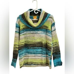 Ruby Rd. Vibrant Striped Cowl Neck Sweater - NWTA - small